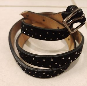 Black Leather & Suede Studded Belt